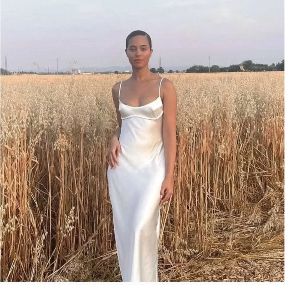ZARA WHITE SATIN EFFECT CUT OUT BACK MIDI MAXI SLIP DRESS_5